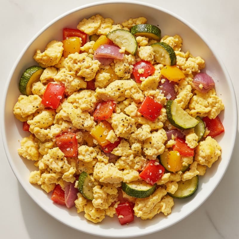 Hearty Scrambled Eggs with Roasted Vegetables