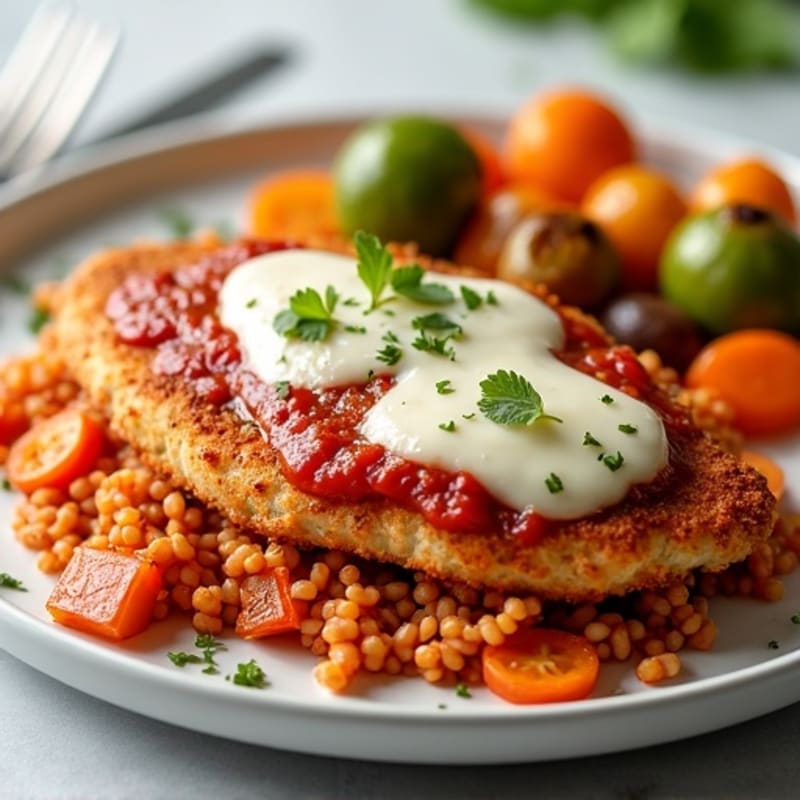Healthy Crispy Chicken Parmesan with Roasted Vegetables