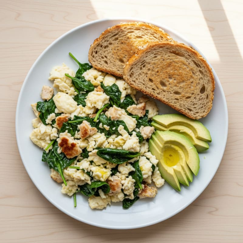Egg White Scramble with Spinach and Turkey Breast