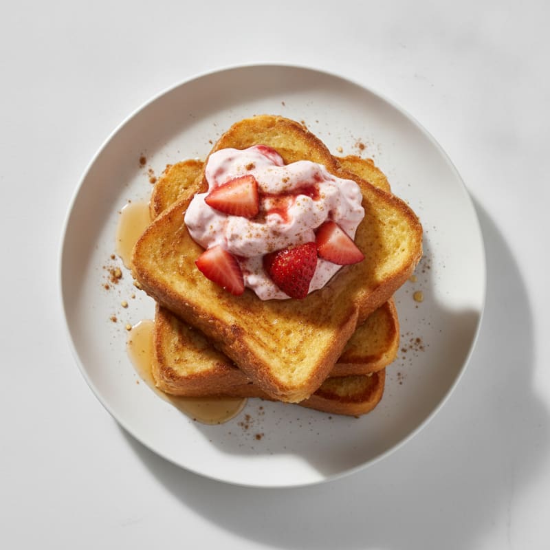 Protein Brioche French Toast with Strawberry Yogurt Whip