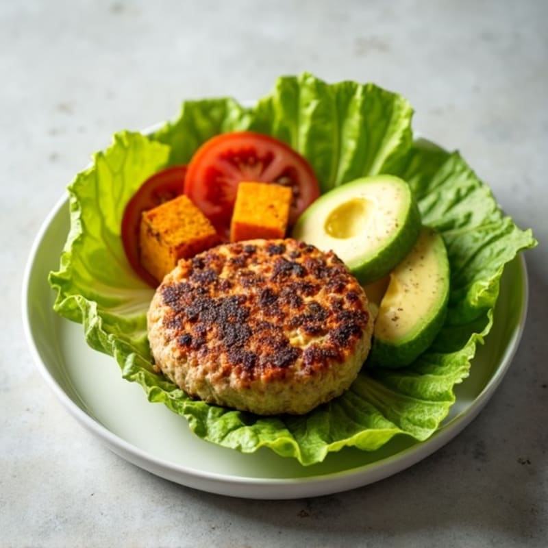 Lettuce-Wrapped Turkey Burger Bowl with Roasted Sweet Potato