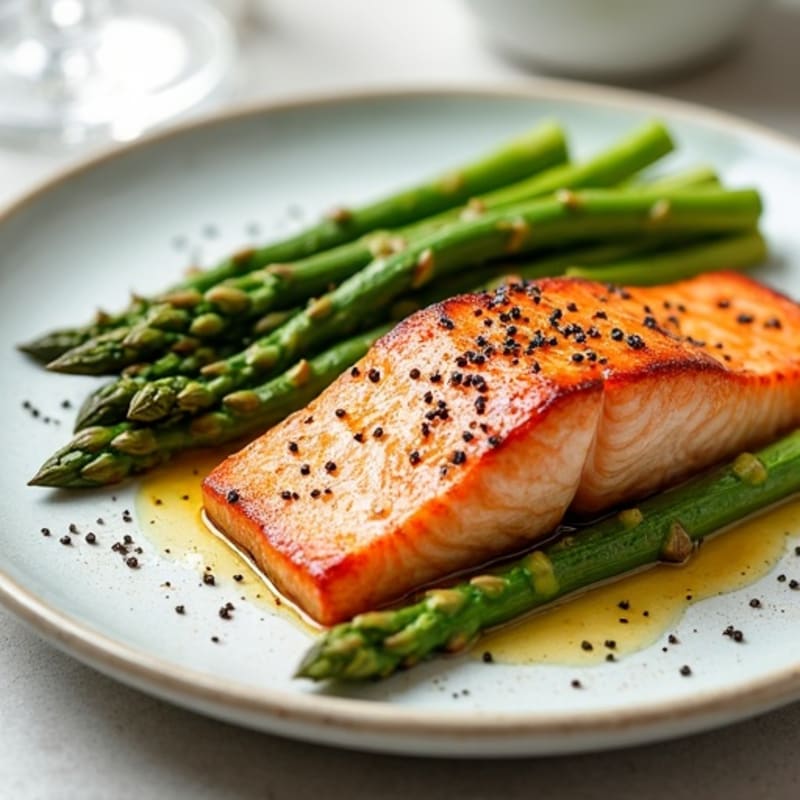 Pan-Seared Salmon with Crispy Roasted Asparagus