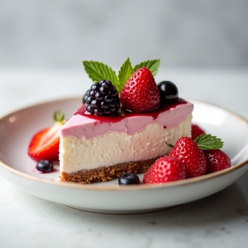 Greek Yogurt Protein Cheesecake with Mixed Berries