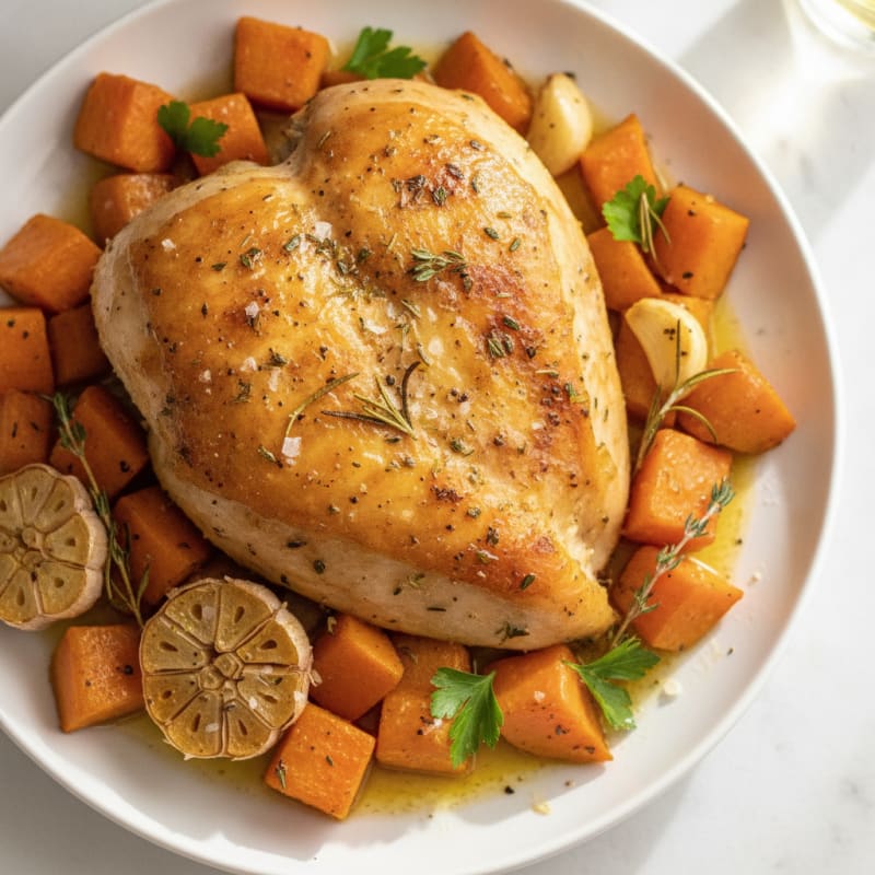 Garlic Herb Roasted Chicken with Root Vegetables
