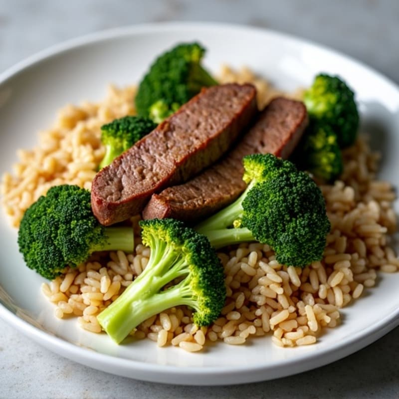 Lean Beef and Crisp Broccoli Stir-Fry with Brown Rice