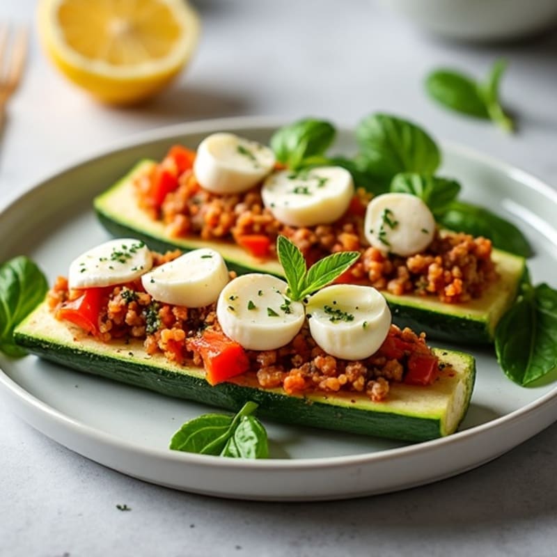Hearty Lean Ground Turkey and Vegetable Stuffed Zucchini Boats