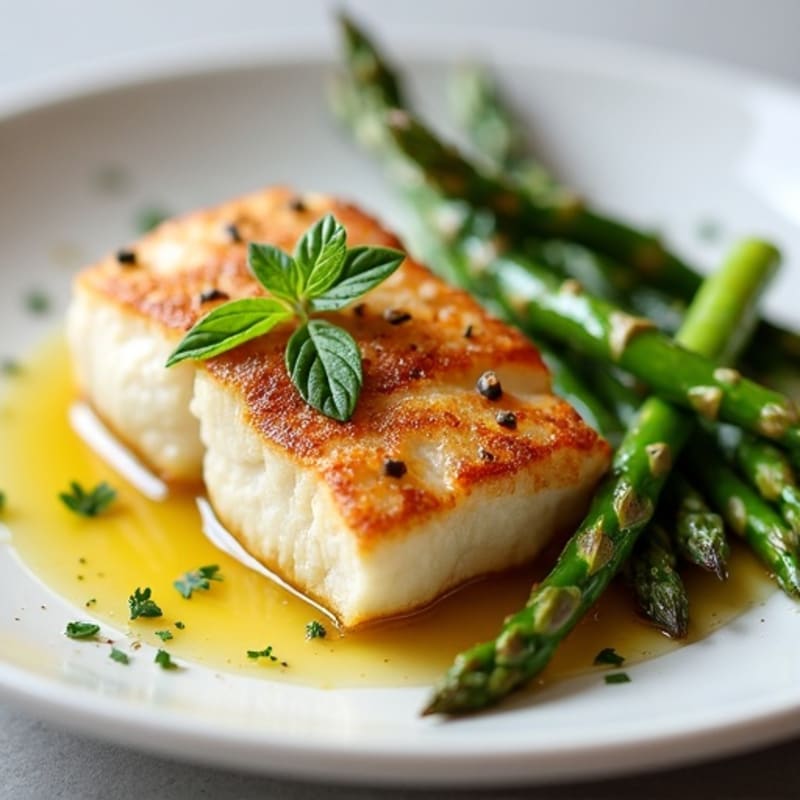 Seared Cod Fillet with Roasted Asparagus