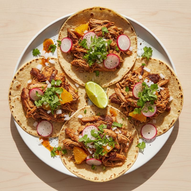 Slow-Cooked Pork Carnitas Street Tacos