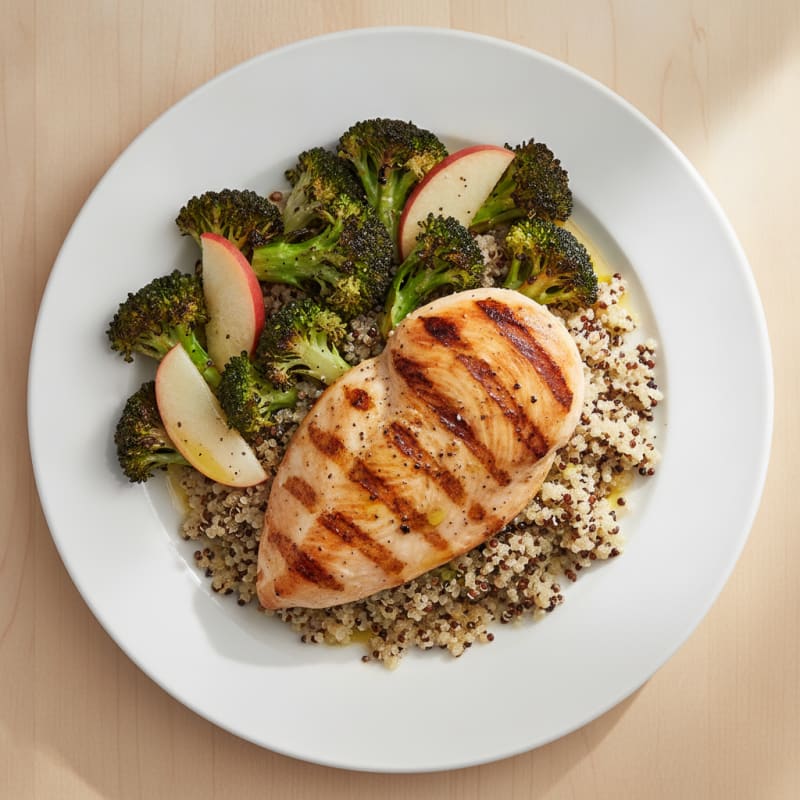 Grilled Chicken Breast with Roasted Broccoli and Quinoa