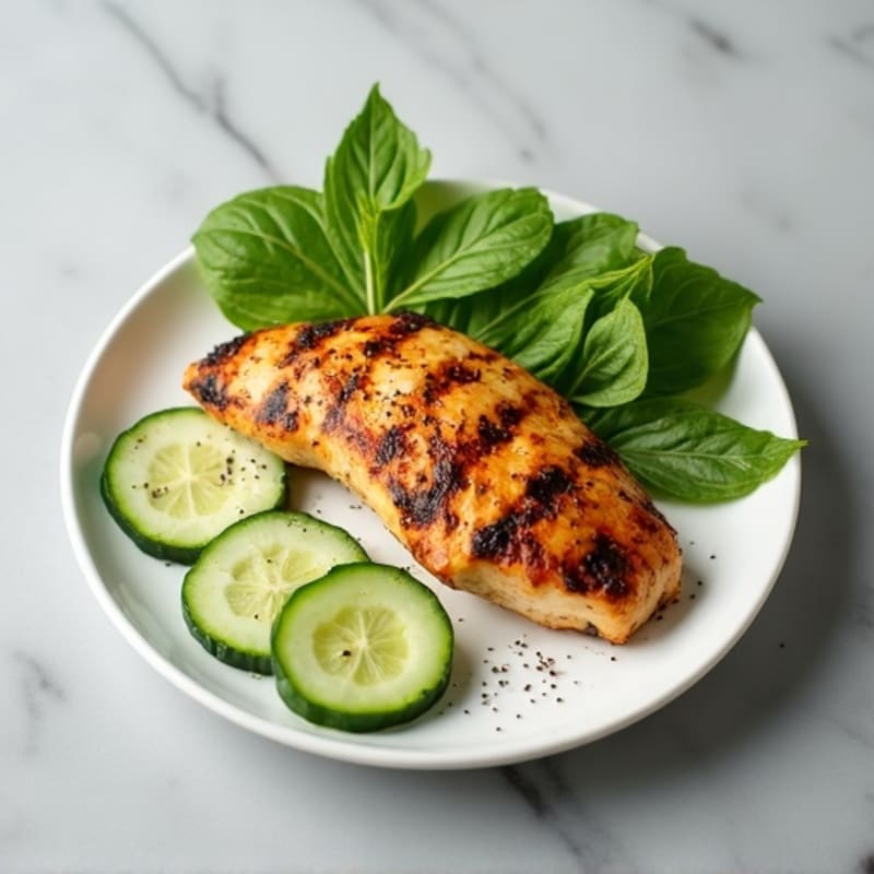 Grilled Chicken Breast with Cucumber Slices