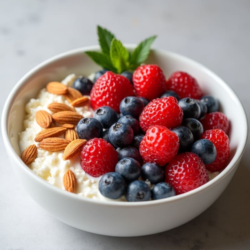 Creamy Cottage Cheese Bowl with Berries and Almonds