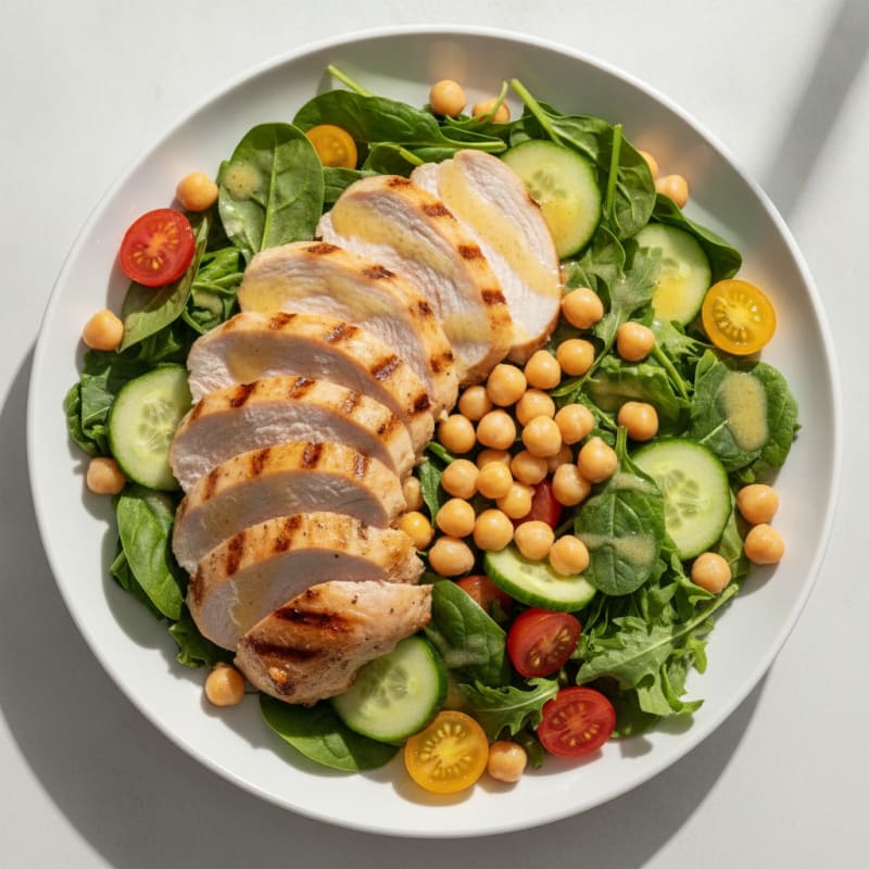 Grilled Turkey Breast Salad with Chickpeas and Lemon Vinaigrette