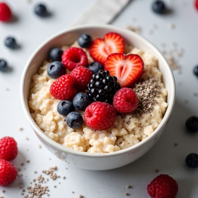 Fluffy Protein Oatmeal with Fresh Berries