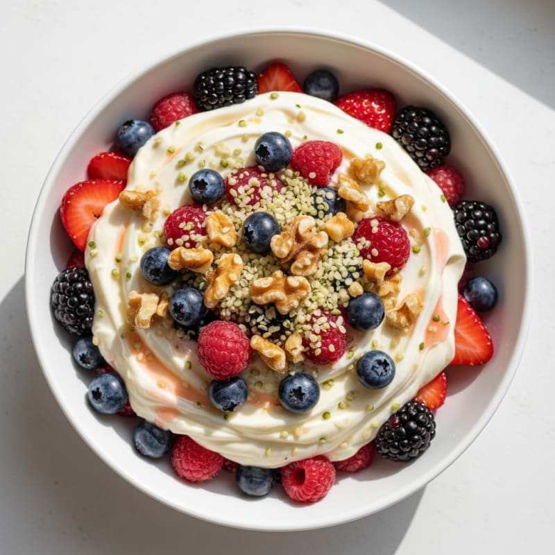 Silky Greek Yogurt Protein Parfait with Mixed Berries
