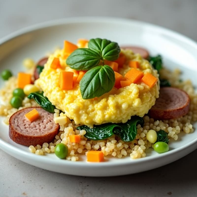 Scrambled Egg Whites with Turkey Sausage and Spinach
