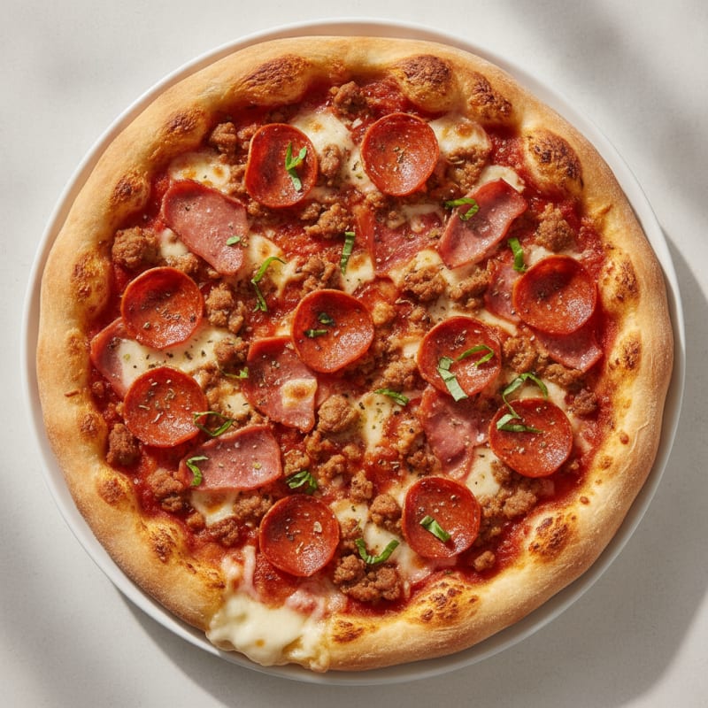Hearty Meat Lovers Stuffed Crust Pizza