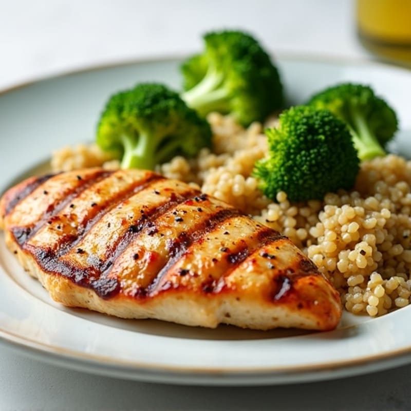 Grilled Chicken Breast with Roasted Broccoli and Quinoa