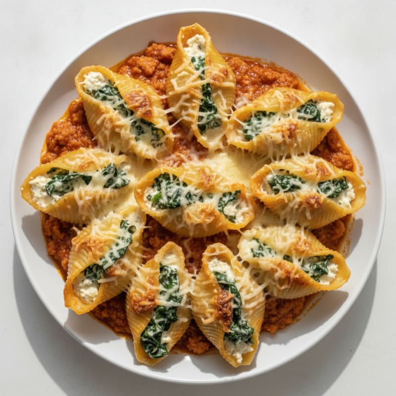 Baked Spinach Ricotta Stuffed Shells