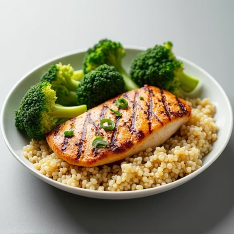 Grilled Chicken Breast with Roasted Broccoli and Quinoa