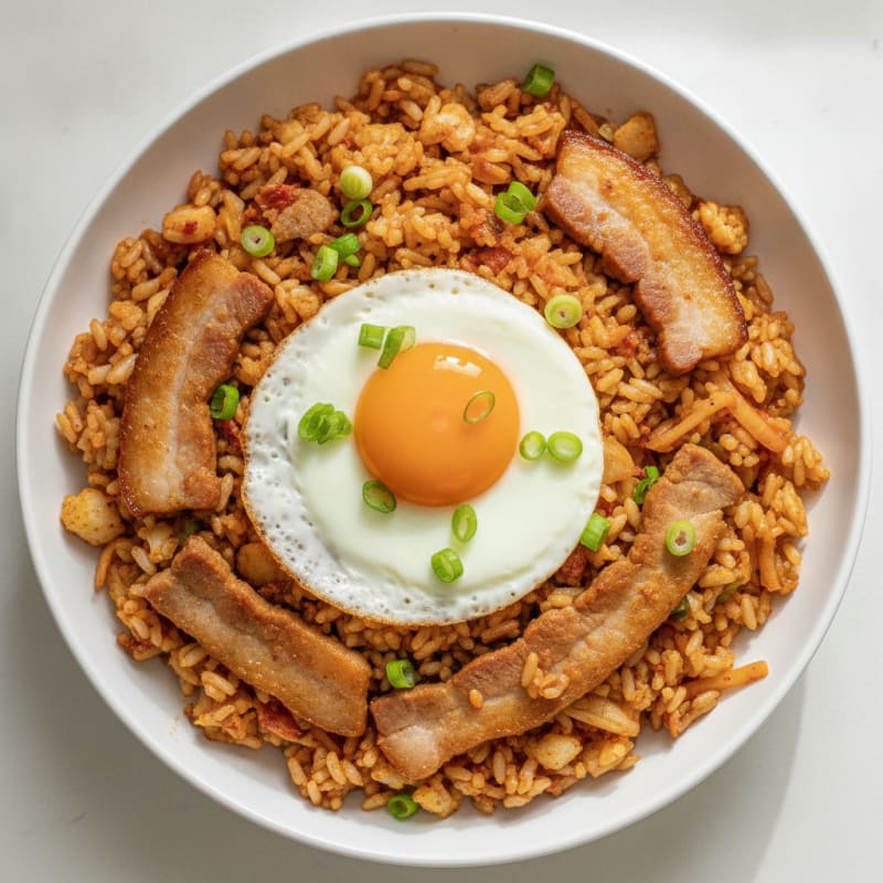 Kimchi Fried Rice with Pork Belly