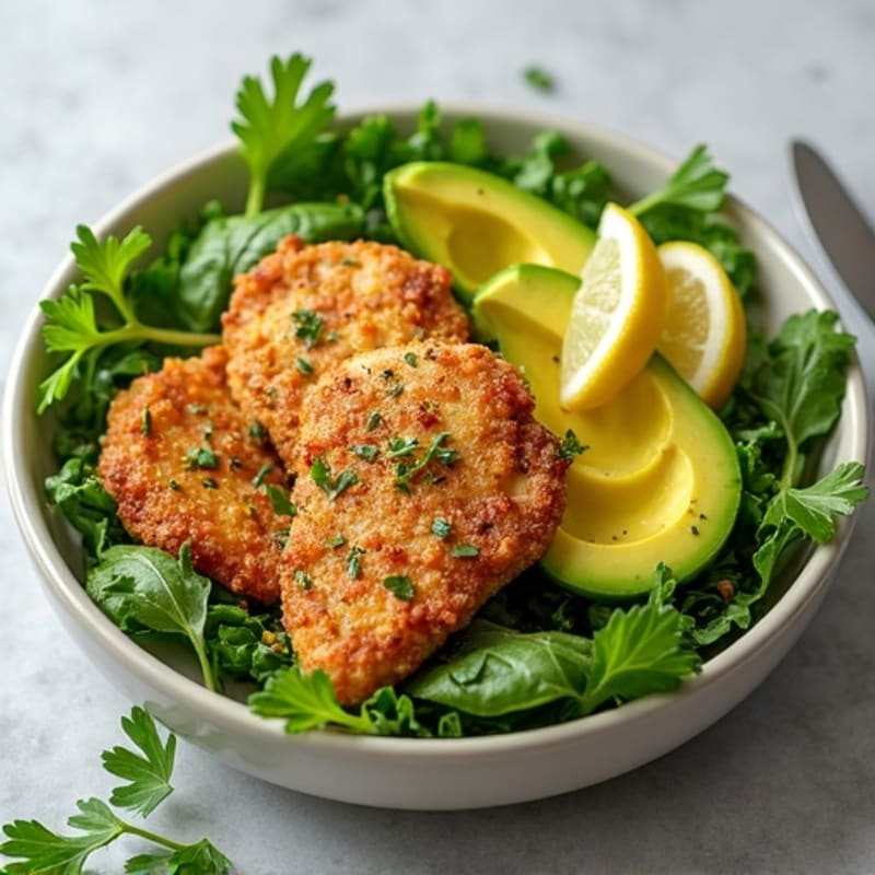 Crispy Lemon Herb Chicken and Avocado Salad
