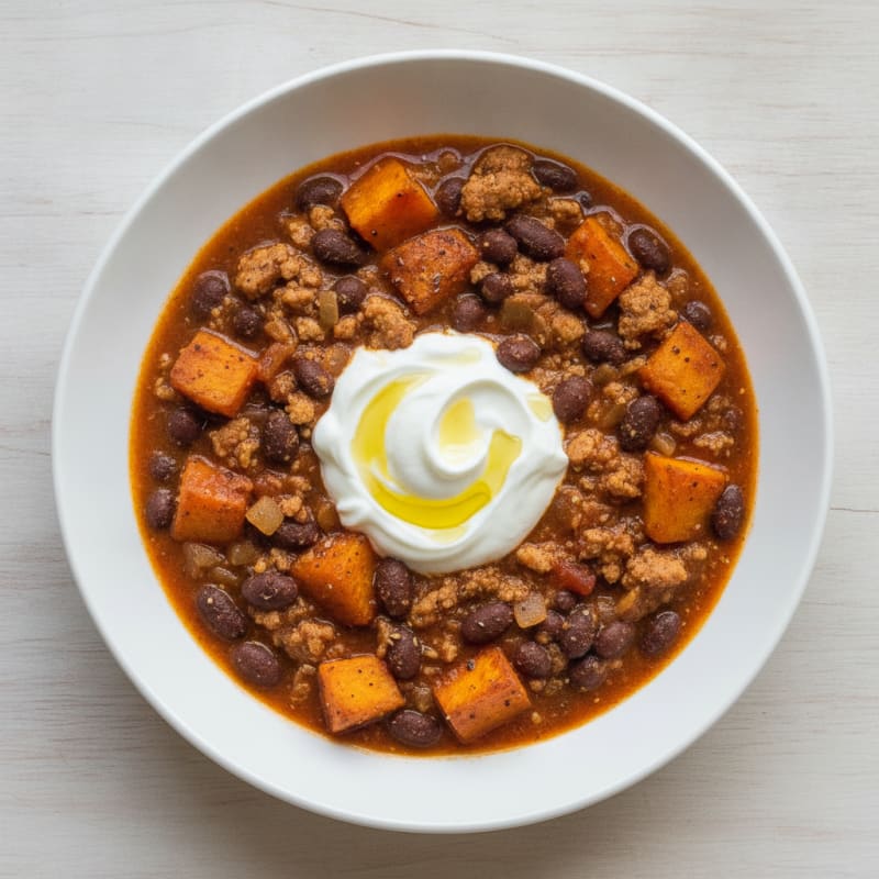 Roasted Sweet Potato and Black Bean Chili