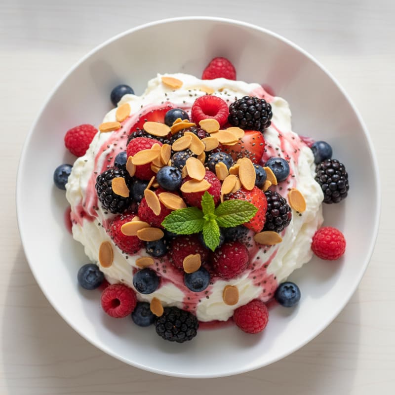 Silky Greek Yogurt Protein Mousse with Mixed Berries