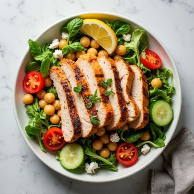 Grilled Turkey Breast Salad with Chickpeas and Lemon Vinaigrette