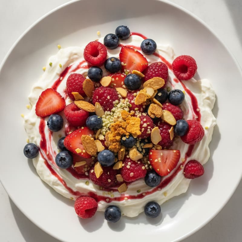 Silky Greek Yogurt Protein Pudding with Mixed Berries