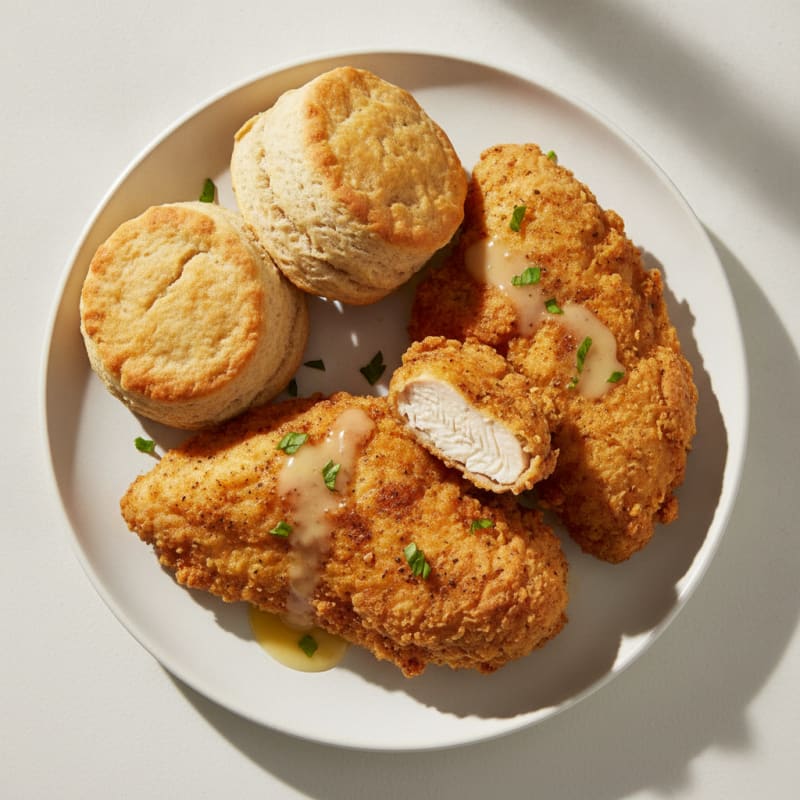 Buttermilk Fried Chicken with Fluffy Biscuits