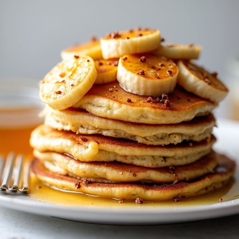 Fluffy Protein Pancakes with Warm Caramelized Bananas