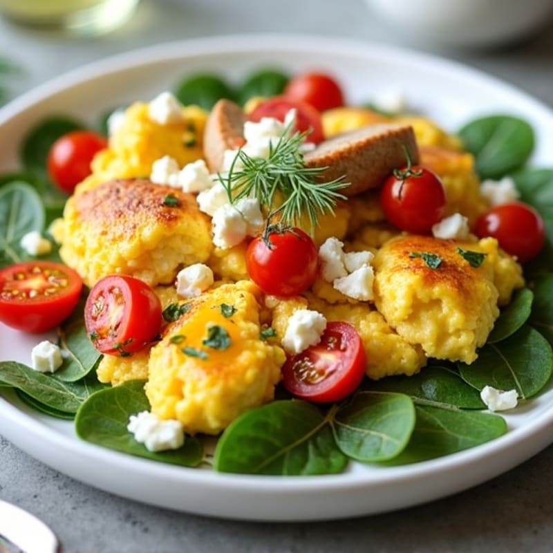 Creamy Mediterranean Scrambled Eggs with Feta and Fresh Herbs