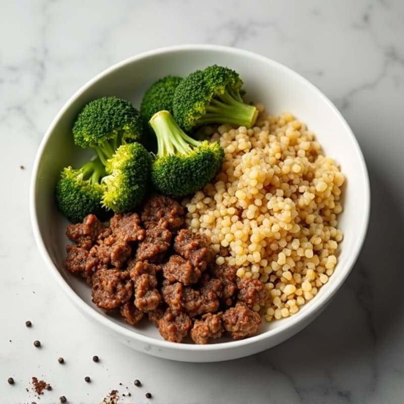 Lean Ground Beef and Crispy Roasted Broccoli Bowl