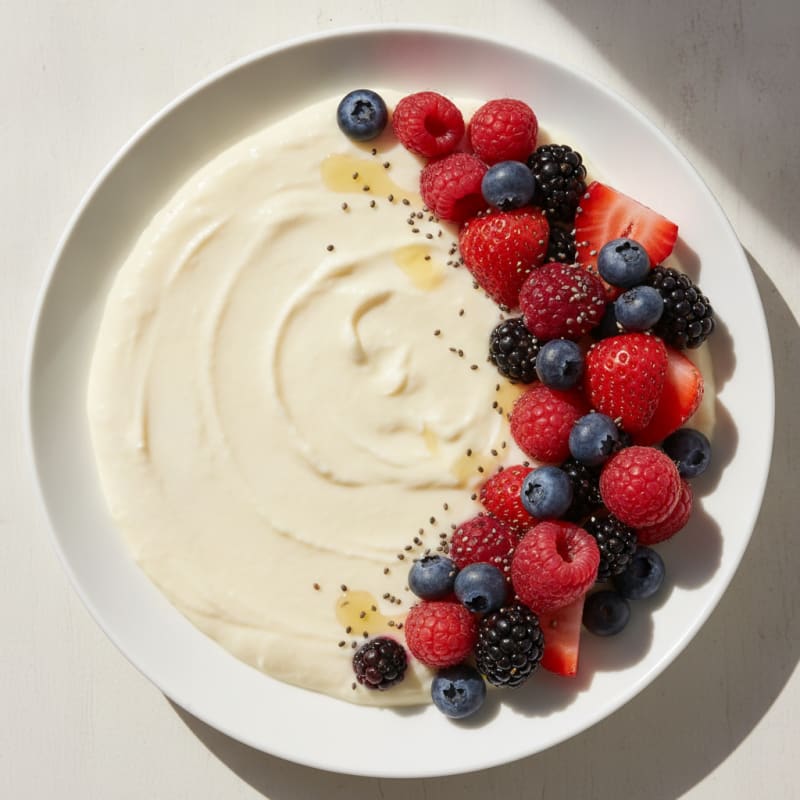 Silky Greek Yogurt Protein Pudding with Mixed Berries