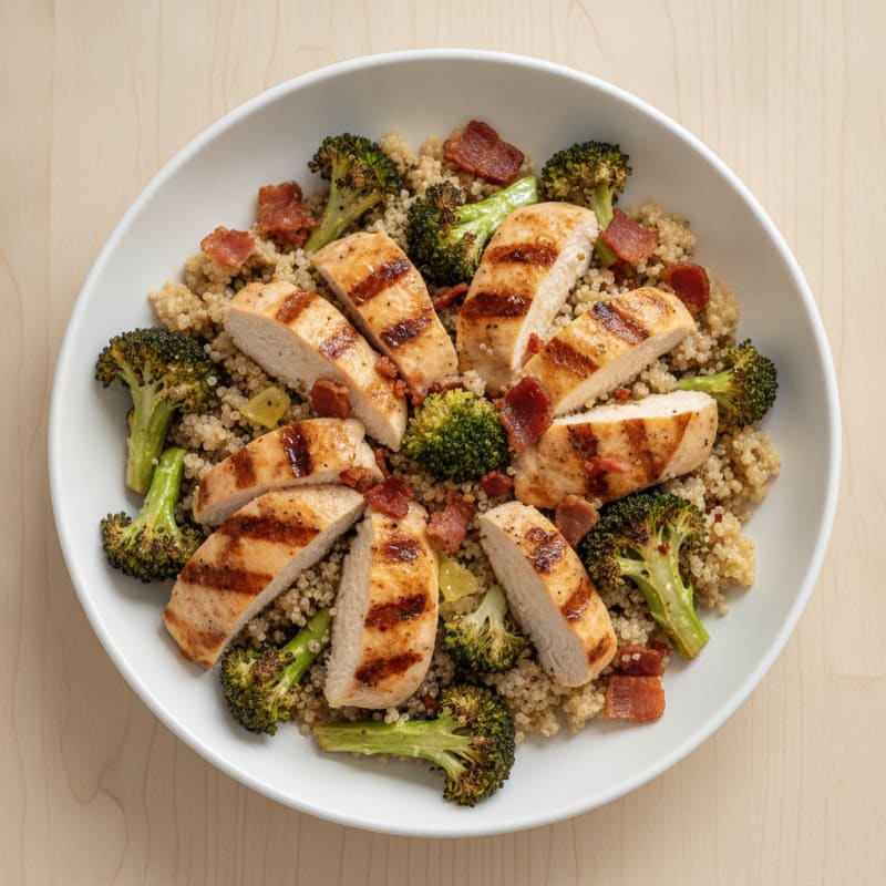 Grilled Chicken and Quinoa Power Bowl with Roasted Broccoli