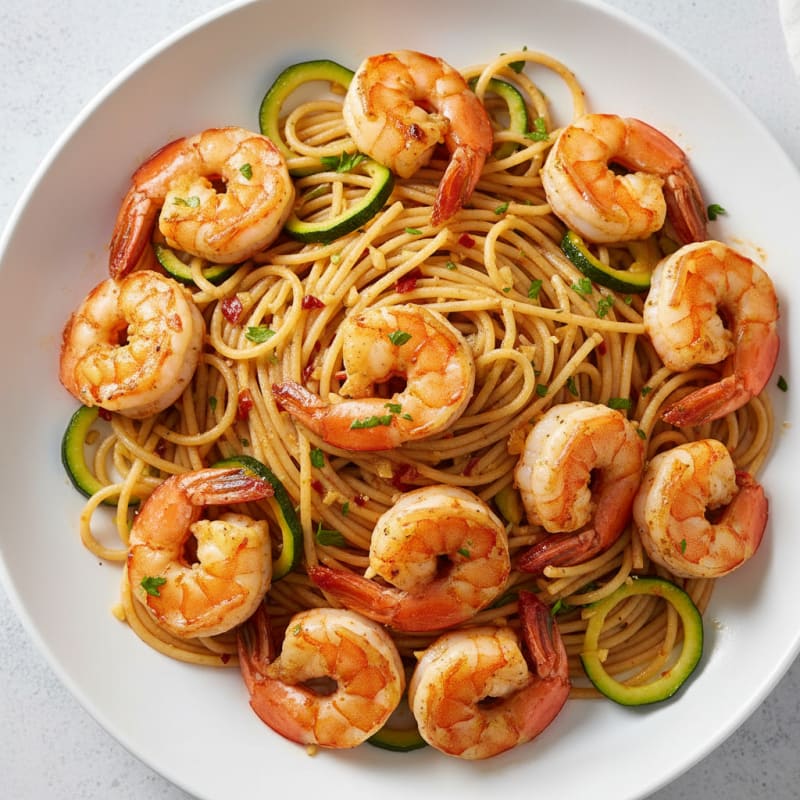 Spicy Garlic Shrimp Angel Hair