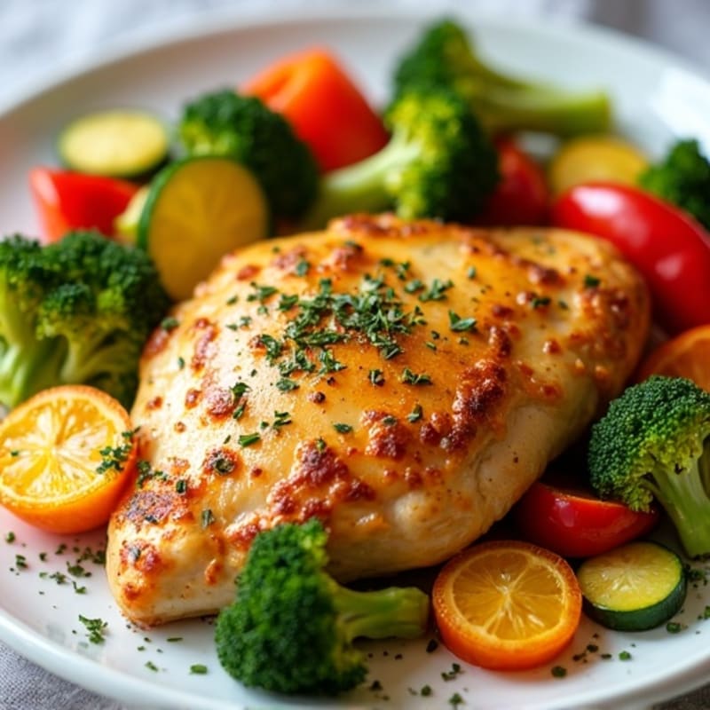 Crispy Lemon Herb Roasted Chicken with Sheet Pan Vegetables