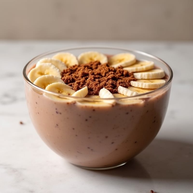 Thick Chocolate Peanut Butter Protein Smoothie Bowl with Crunchy Almonds