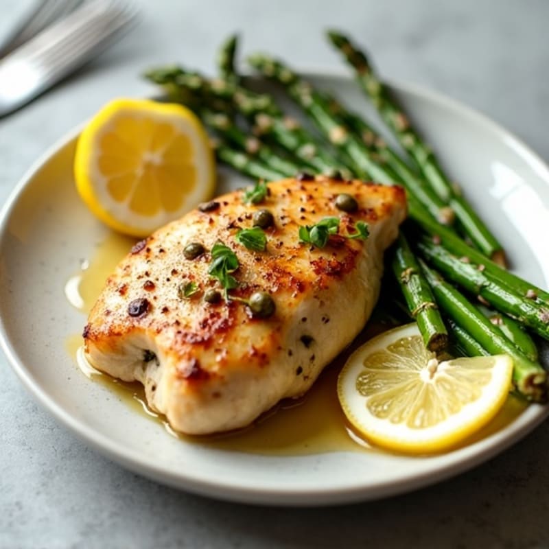 Pan-Seared Lemon-Caper Chicken with Roasted Asparagus