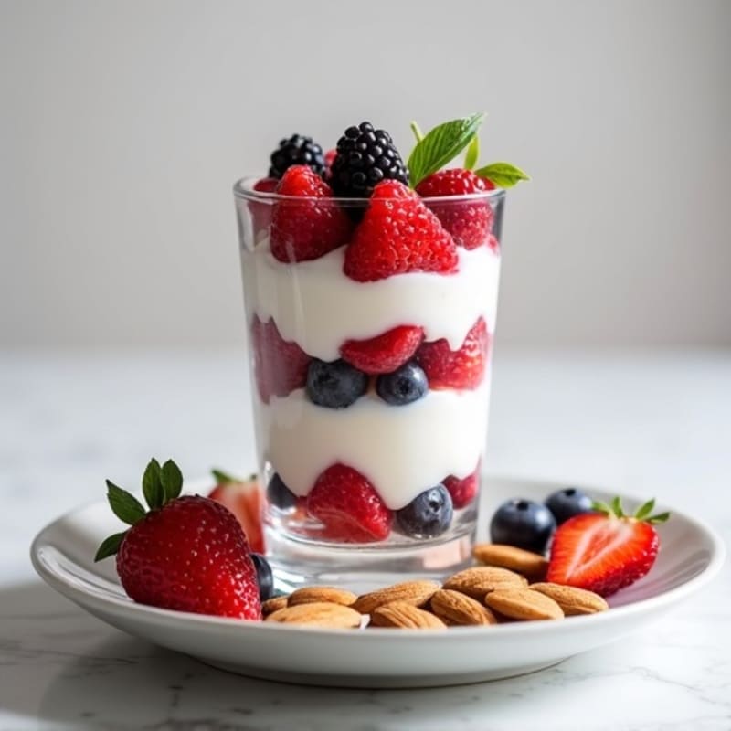 Greek Yogurt Protein Parfait with Berries and Almonds