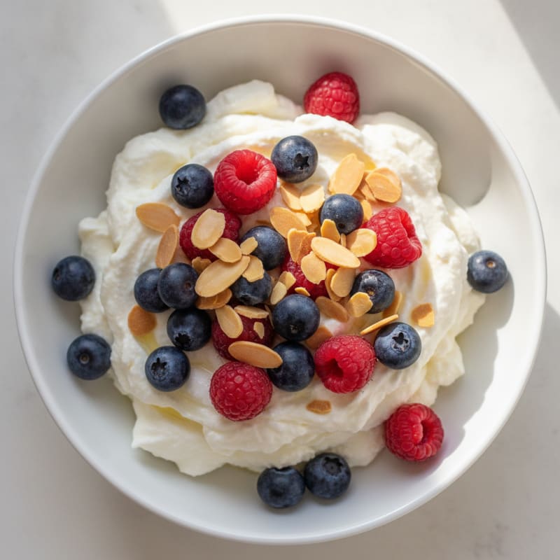 Creamy Greek Yogurt Protein Bowl with Mixed Berries and Almonds
