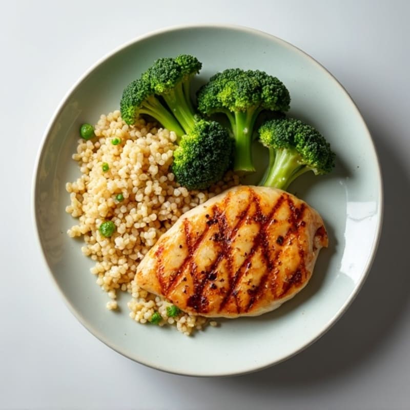 Grilled Chicken Breast with Roasted Broccoli and Quinoa