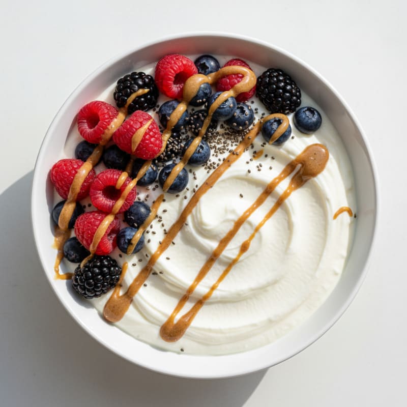 Silky Greek Yogurt Protein Pudding with Mixed Berries