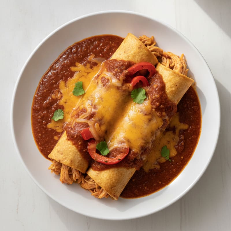 Chicken Enchiladas with Red Chili Sauce