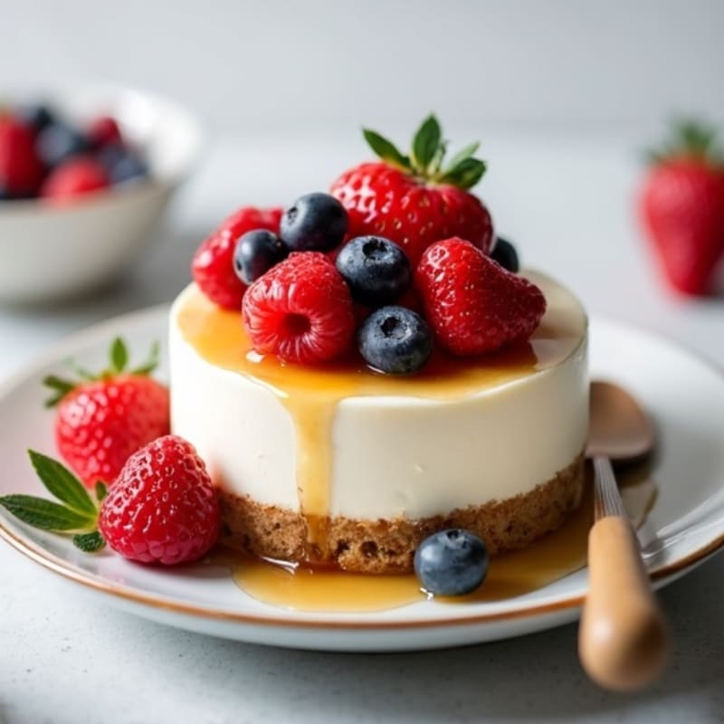 Silky Greek Yogurt Protein Cheesecake with Mixed Berries