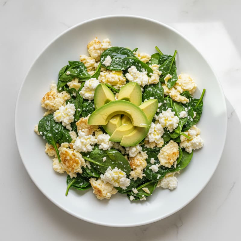 Egg White Spinach Scramble with Cottage Cheese
