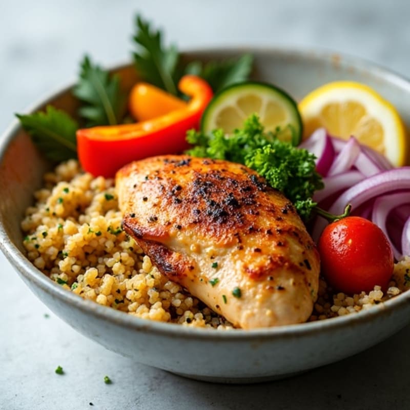 Herb-Spiced Chicken Shawarma Bowl with Roasted Vegetables