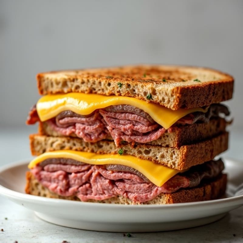 Herb-Crusted Roast Beef and Sharp Cheddar Stack