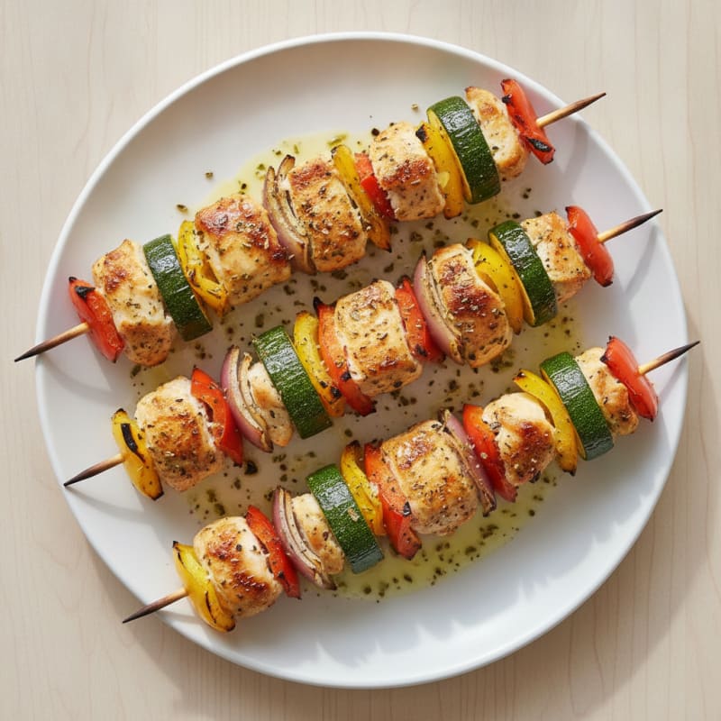 Grilled Lemon-Herb Chicken and Veggie Skewers