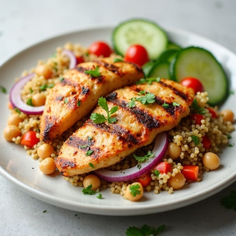 Grilled Chicken Breast with Crunchy Quinoa Salad